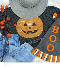 Load image into Gallery viewer, Pumpkin Sequins Patch Shirt