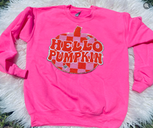 Load image into Gallery viewer, Hello Pumpkin Plaid Chenille Patch Shirt