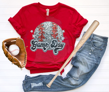 Load image into Gallery viewer, Game Day Faux Sequin Glitter Embroidery Baseball