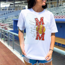 Load image into Gallery viewer, Softball Mom Faux Sequin Glitter Embroidery