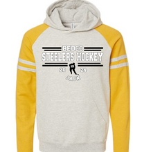 Load image into Gallery viewer, Bedco Steelers Jerzees Varsity Colorblock Ralgan Sweatshirt