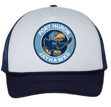 Load image into Gallery viewer, Port Huron Jayhawks Foam Trucker Hat with Logo