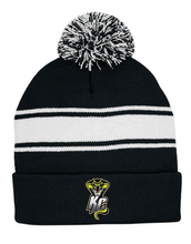 Load image into Gallery viewer, Kimball Cobras Baseball Striped Pom Cuff Beanie with logo patch