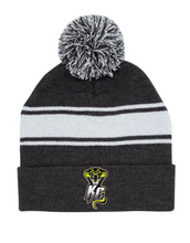 Load image into Gallery viewer, Kimball Cobras Baseball Striped Pom Cuff Beanie with logo patch