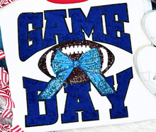 Load image into Gallery viewer, Royal Blue Chenille Football Game Day with Sequin Bow