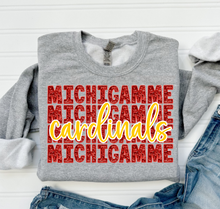 Load image into Gallery viewer, Michigamme Cardinals Faux Sequin Faux Embroidery