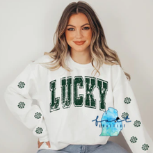 Load image into Gallery viewer, Distressed Lucky with Shamrock Sleeves