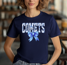 Load image into Gallery viewer, Crull Elementary Blue Floral Coquette Bow