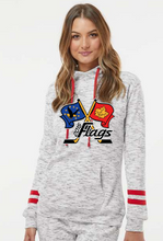 Load image into Gallery viewer, Port Huron Flags Womens Melange Fleece Striped Sleeves Hooded Sweatshirt