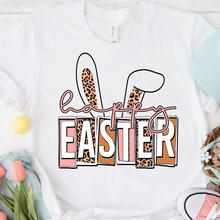 Load image into Gallery viewer, Happy Easter Block Letter Leopard Bunny Ears Shirt
