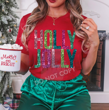 Load image into Gallery viewer, Holly Jolly Faux (fake) Glitter Sparkle