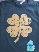 Load image into Gallery viewer, Metallic Gold Distressed Shamrock St. Patrick's Day Shirt