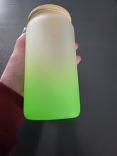 Load image into Gallery viewer, Custom 16 oz Frosted Ombre Glass Cups Green or Inferno Red