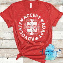 Load image into Gallery viewer, Autism Advocate Adapt Accept Shirt