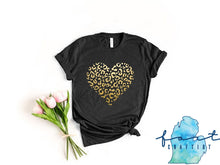 Load image into Gallery viewer, Gold Leopard Heart T-shirt Valentine's Day