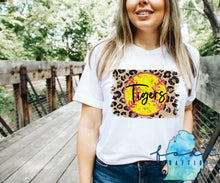 Load image into Gallery viewer, Leopard Distressed Softball Shirt (Personalization Available)