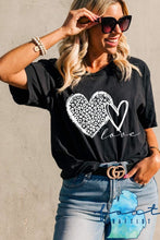 Load image into Gallery viewer, White Double Leopard Heart Love T-shirt Valentine's Day