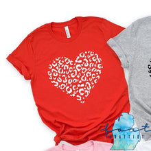 Load image into Gallery viewer, White Leopard Heart T-shirt Valentine's Day
