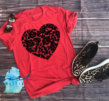 Load image into Gallery viewer, Black Lace Heart T-shirt Valentine's Day