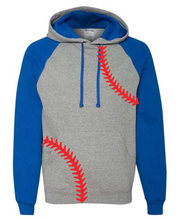 Load image into Gallery viewer, Colorblock Royal Raglan Hoodie with Print
