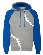 Load image into Gallery viewer, Colorblock Royal Raglan Hoodie with Print
