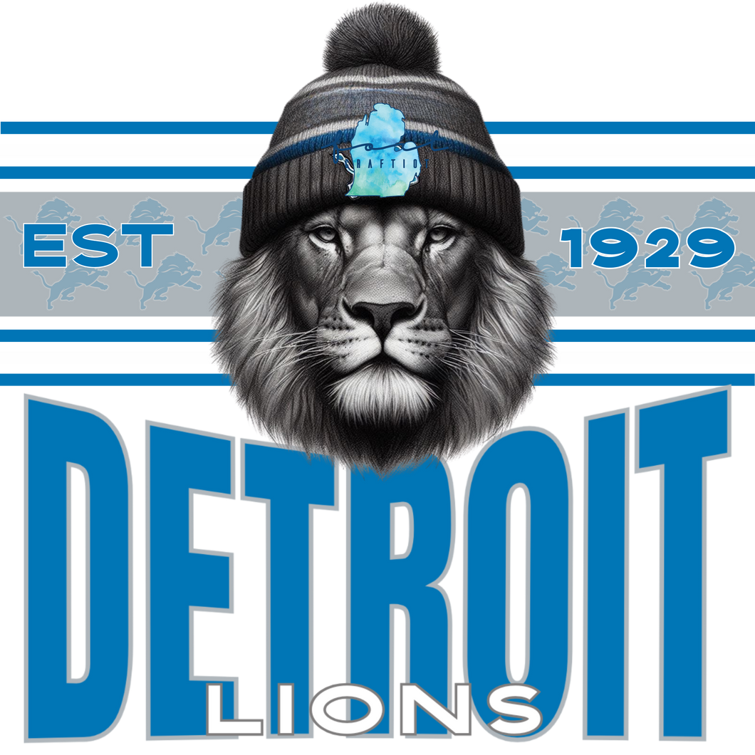 Detroit Black Lion Beanie Stripes Est