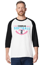 Load image into Gallery viewer, Kimball Cobras Softball Unisex 3/4 Raglan T-Shirt
