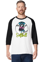 Load image into Gallery viewer, Kimball Cobras Softball Unisex 3/4 Raglan T-Shirt
