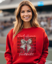 Load image into Gallery viewer, Stacked Port Huron Red Hawks Football Coquette Bow
