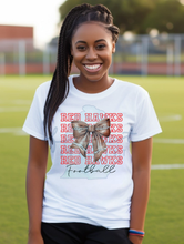 Load image into Gallery viewer, Stacked Port Huron Red Hawks Football Coquette Bow
