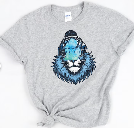 Detroit Stocking Hat Blue Lion