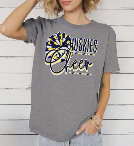 PHN Huskies Faux Glitter Dots Cheer T-shirt