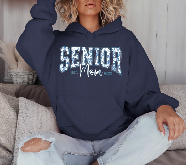 Senior Mom 2026 Blue Floral