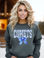 Load image into Gallery viewer, Crull Elementary Blue Floral Coquette Bow
