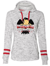 Load image into Gallery viewer, Port Huron Icehawks Womens Melange Fleece Striped Sleeves Hooded Sweatshirt
