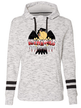Load image into Gallery viewer, Port Huron Icehawks Womens Melange Fleece Striped Sleeves Hooded Sweatshirt
