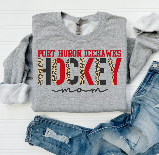 Port Huron Icehawks Leopard Hockey Mom (sis, etc)