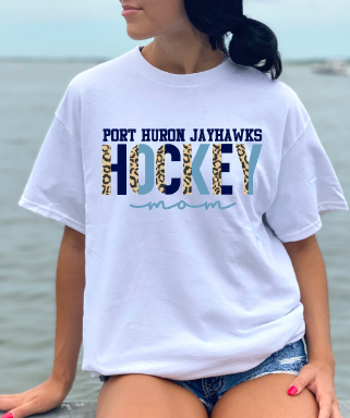 Port Huron Jayhawks Leopard Hockey Mom (sis, etc)