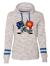 Load image into Gallery viewer, Port Huron Flags Womens Melange Fleece Striped Sleeves Hooded Sweatshirt
