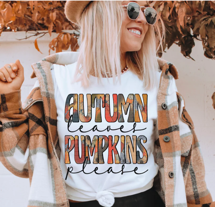 Autumn Leaves Pumpkins Please Shirt