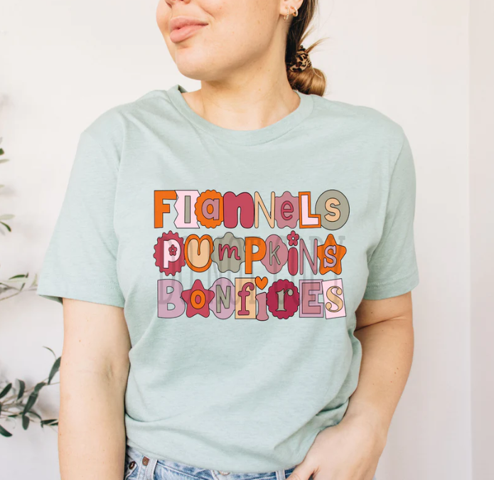 Flannels Pumpkins Bonfires Funky Shirt