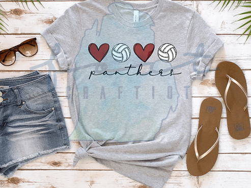 Hearts and Volleyball Customizable Shirt