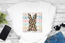 Load image into Gallery viewer, Leopard Bunny Stacked Happy Easter Shirt

