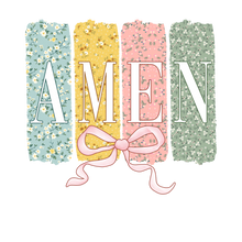 Load image into Gallery viewer, Floral Striped AMEN Bow
