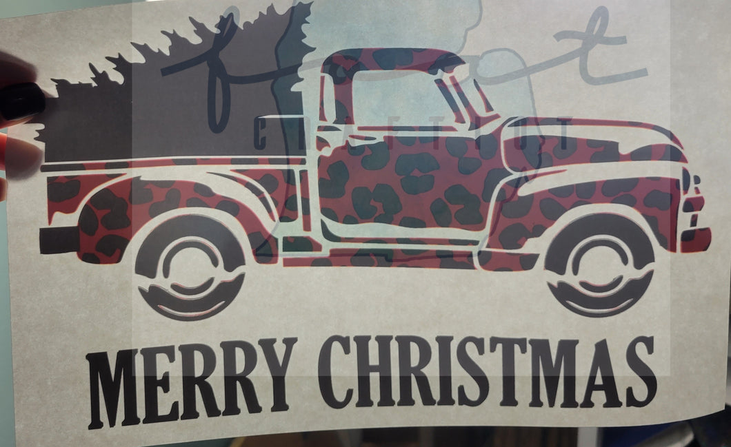 Merry Christmas Red Leopard Truck