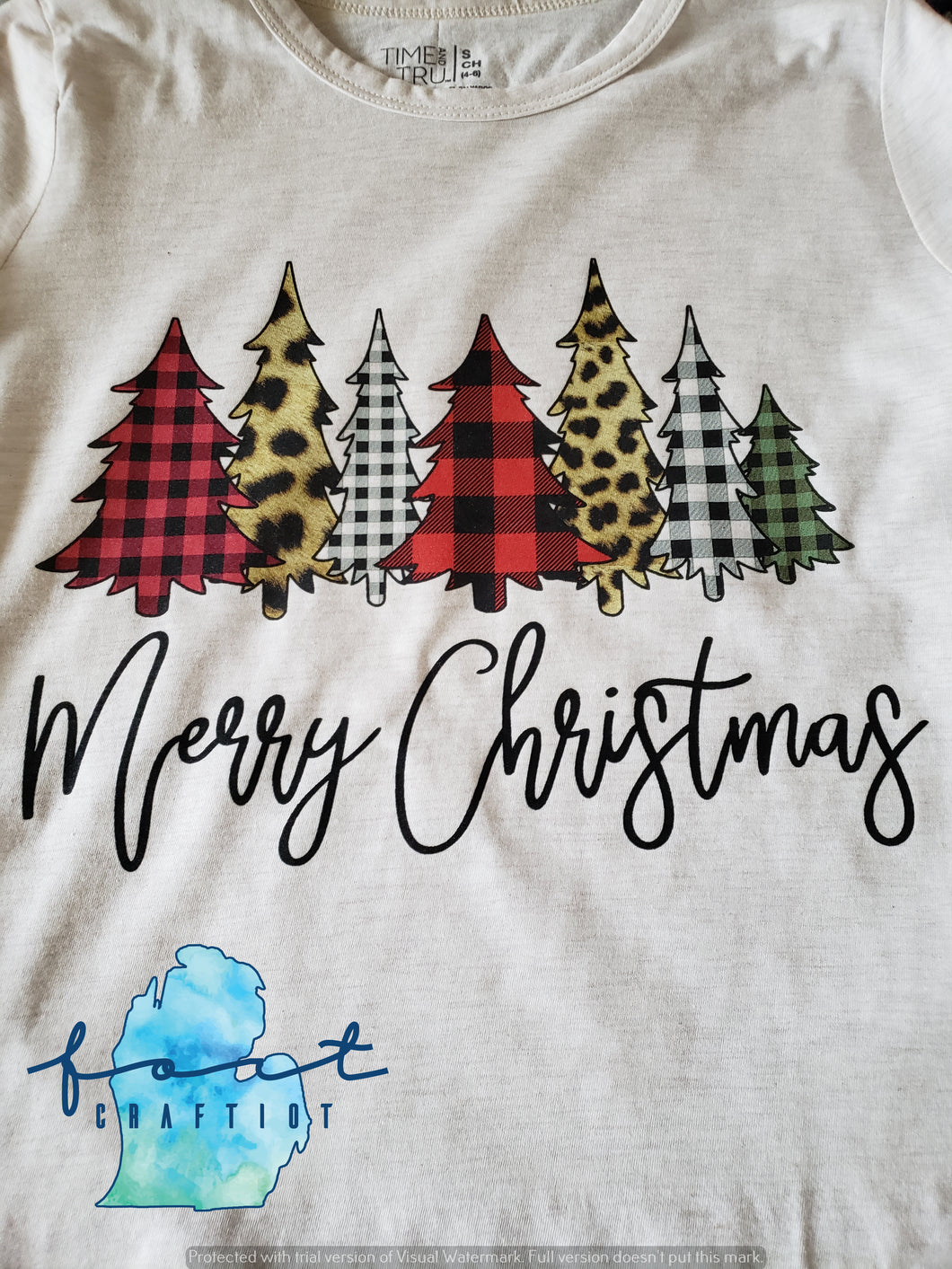 Merry Christmas Red Plaid Trees