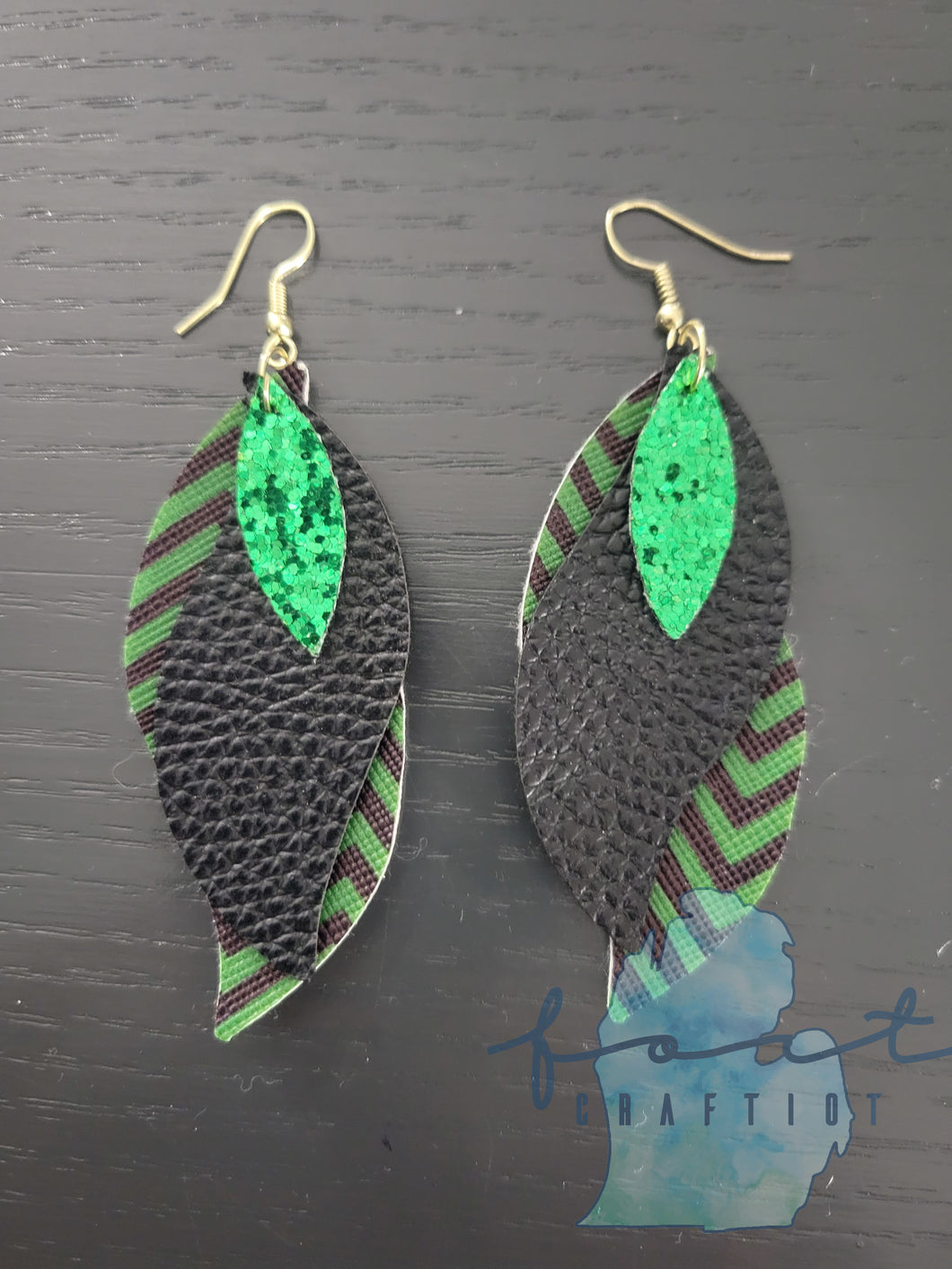 Triple Layer Green Holiday Earrings