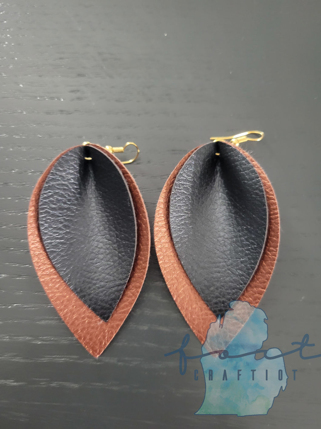 Copper and Black Pinched Earrings