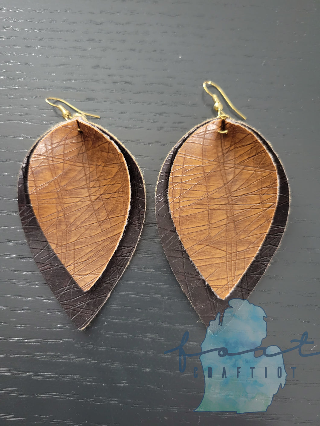 Dark Brown and Caramel Pinched Earrings