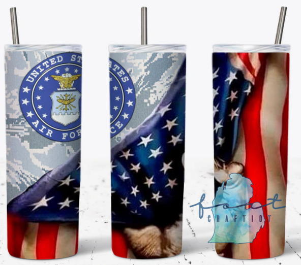Air Force Flag 20 oz Skinny Tumbler